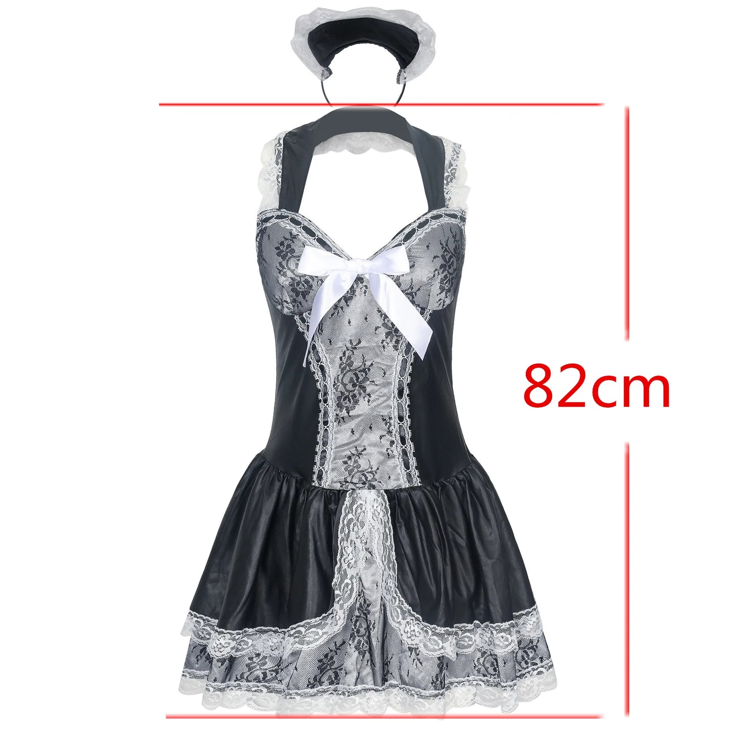 Sexy French Maid Costume Women Exotic Servant Cosplay Uniform Low-Cut Neckline Mini Maid Dress