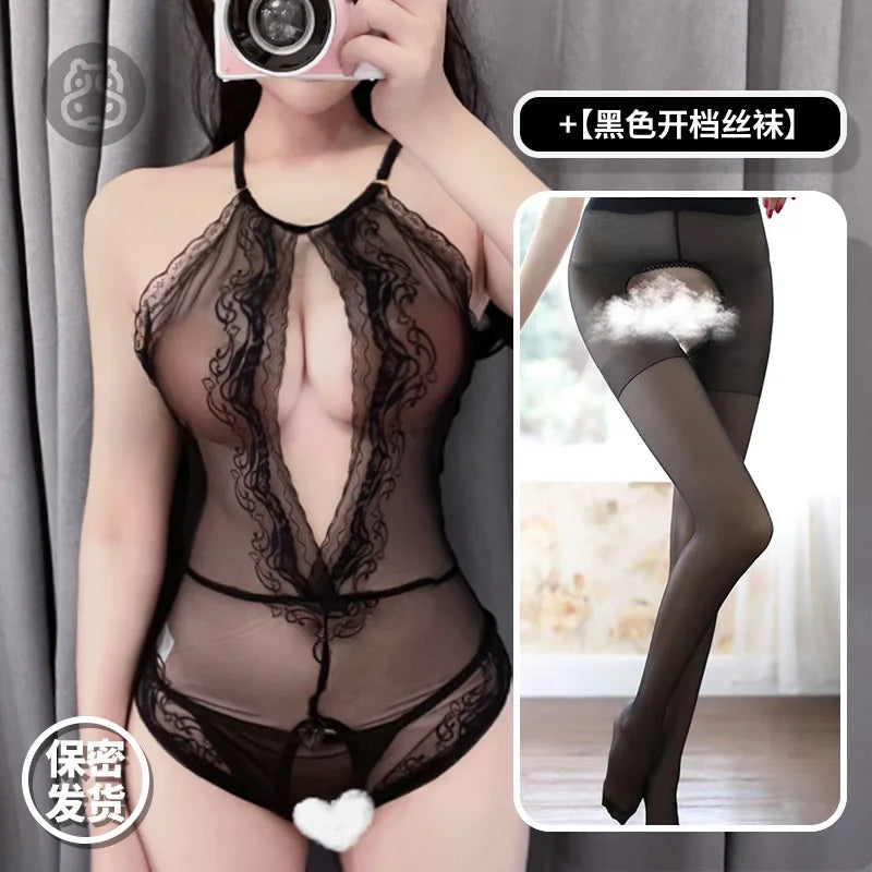 Sexy Seductive Cute Lingerie Uniforms Mature Charm Eleganrt Gentle Bold For Women With Large Steel Supports Bodysuits TNK8