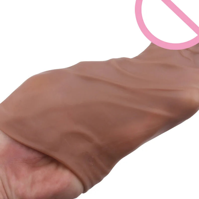 Silicone Cock Ring Soft Realistic Penis Sleeve Extender Condom Penis Ring Delayed Ejaculation Dick Cover Case Cock Header