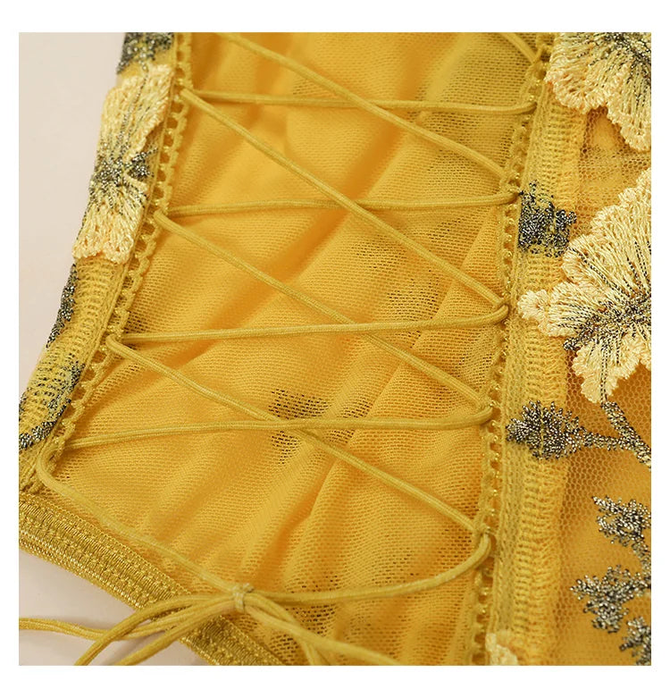 Butterfly Embrodiery Lace Corset Women Sexy - Happysex