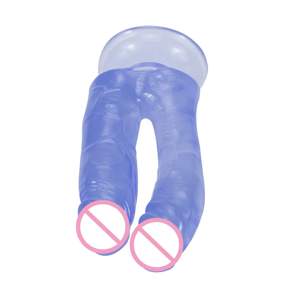 Transparent Double-Headed Phallus Simulation Double-Headed Dragon Penis Pull Lesbian Adult Products Masturbator 2