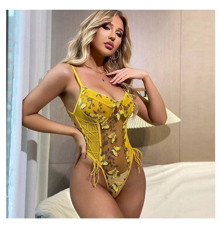 Butterfly Embrodiery Lace Corset Women Sexy - Happysex