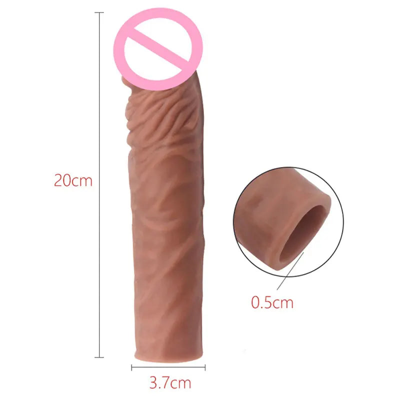 Silicone Cock Ring Soft Realistic Penis Sleeve Extender Condom Penis Ring Delayed Ejaculation Dick Cover Case Cock Header