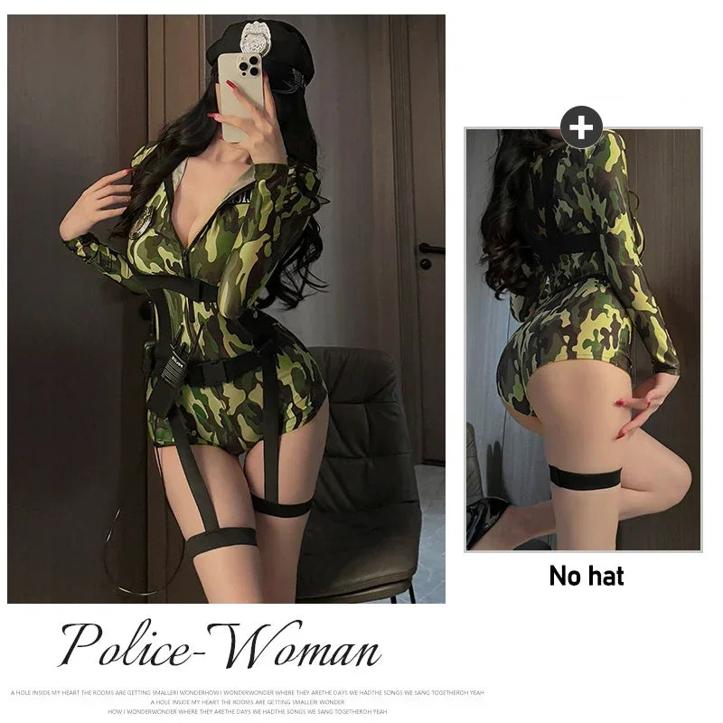 Sexy Policewoman Cop Uniform Cosplay Halloween Cop Jumpsuit Police Officer Costume Woman Role Playing Clothing Carnival Party