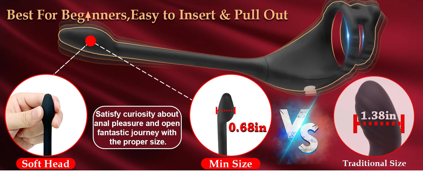 Vibrating Cock Ring Taint Stimulator with Mini Bullet Remote Control Anal Butt Plug Prostate Massager Penis Ring Male Vibrators