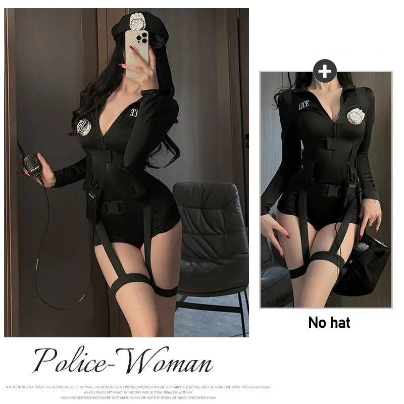 Sexy Policewoman Cop Uniform Cosplay Halloween Cop Jumpsuit Police Officer Costume Woman Role Playing Clothing Carnival Party