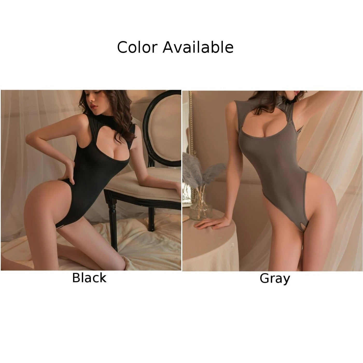 Womens Sexy Open Cup Lingerie Bodysuit High Cut Crotchless Bikini Erotic Costumes Ultra-thin Leotard Sleeveless Lenceria