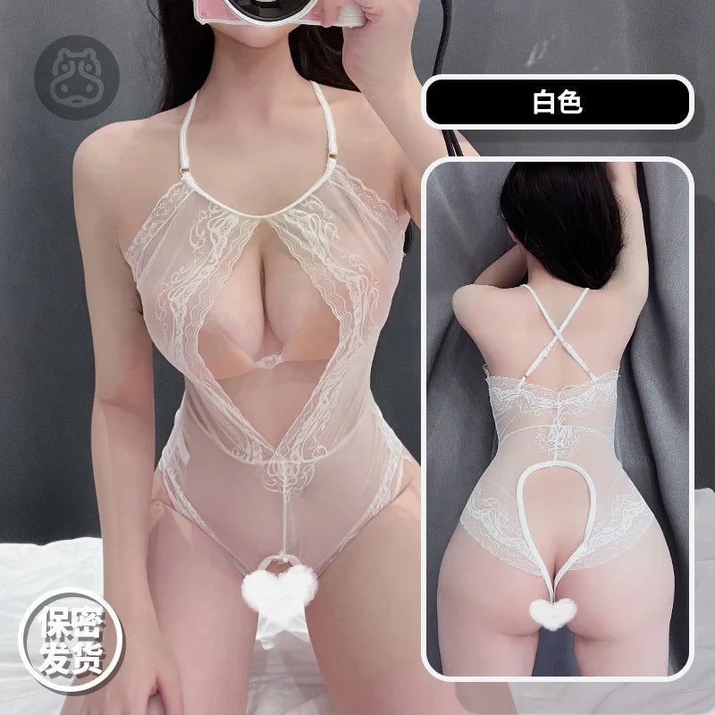 Sexy Seductive Cute Lingerie Uniforms Mature Charm Eleganrt Gentle Bold For Women With Large Steel Supports Bodysuits TNK8