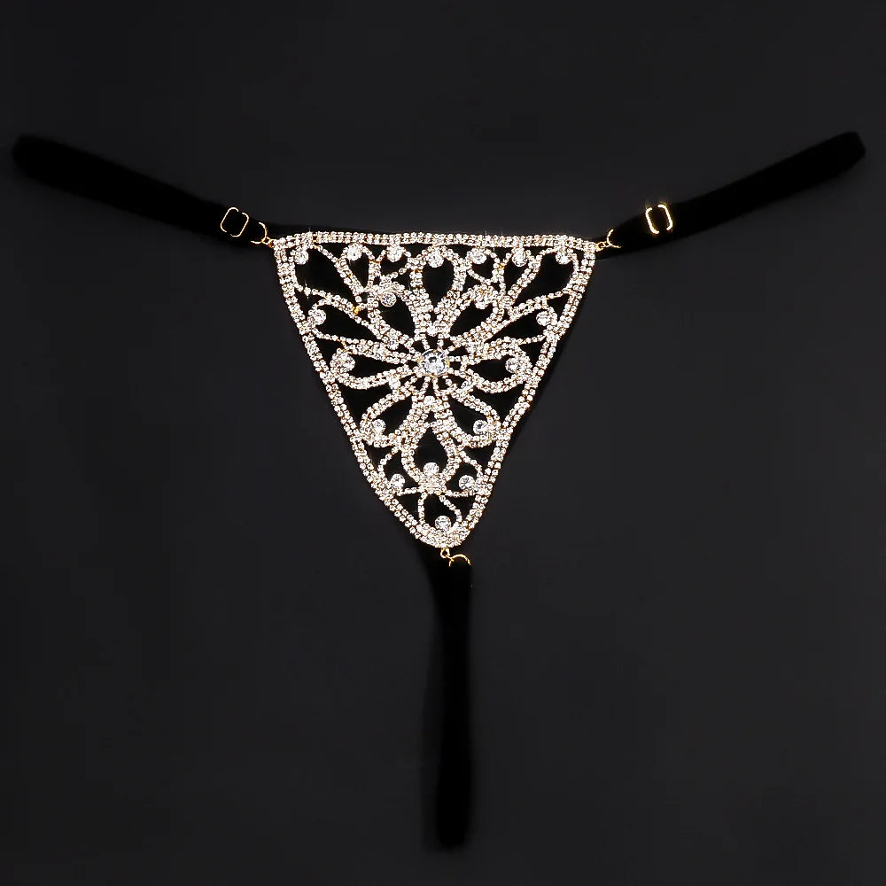 Stonefans Flower Thongs G String Women Sexy Y2k Bikini Lingerie Jewelry Rave Accessories Rhinestone Panty Charm Underwear Girls