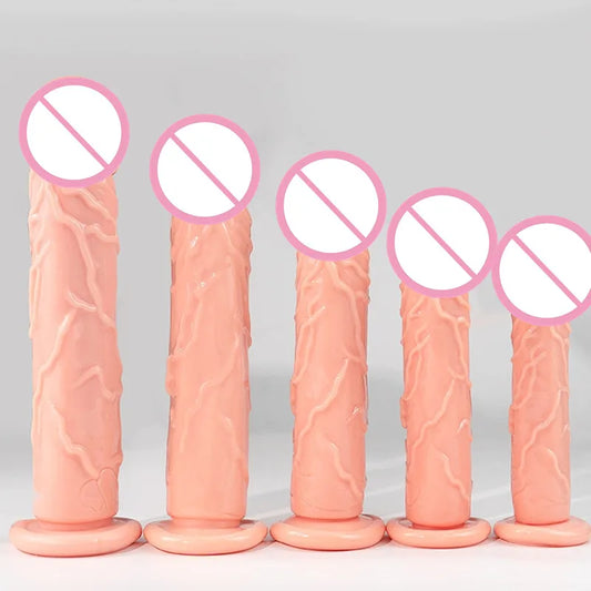 XXS-L Skin Color Soft Silicone Realistic Dildo With Powerful Suction Cup Female Masturbator G Spot Stimulate Toys For Woman