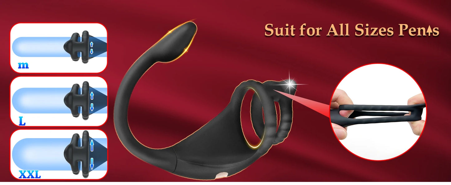 Vibrating Cock Ring Taint Stimulator with Mini Bullet Remote Control Anal Butt Plug Prostate Massager Penis Ring Male Vibrators