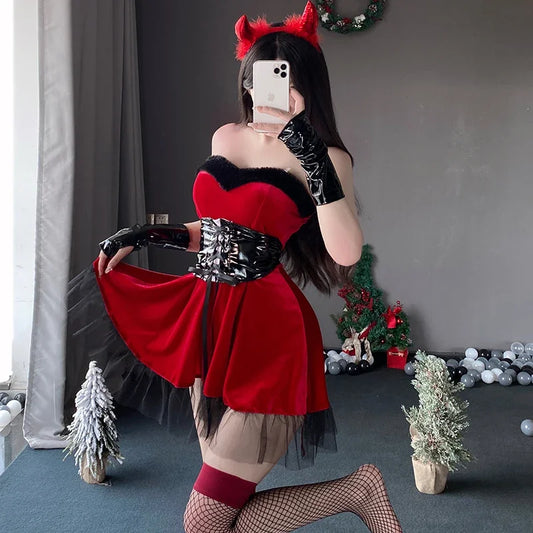 Christmas Dress Female Little Devil Cosplay  Sexy Seductive  - Happysex