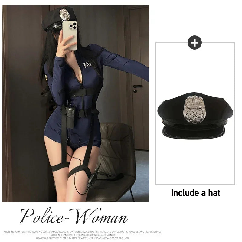 Sexy Policewoman Cop Uniform Cosplay Halloween Cop Jumpsuit Police Officer Costume Woman Role Playing Clothing Carnival Party