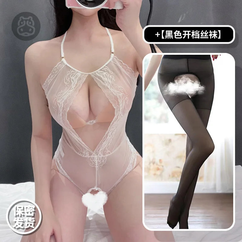 Sexy Seductive Cute Lingerie Uniforms Mature Charm Eleganrt Gentle Bold For Women With Large Steel Supports Bodysuits TNK8