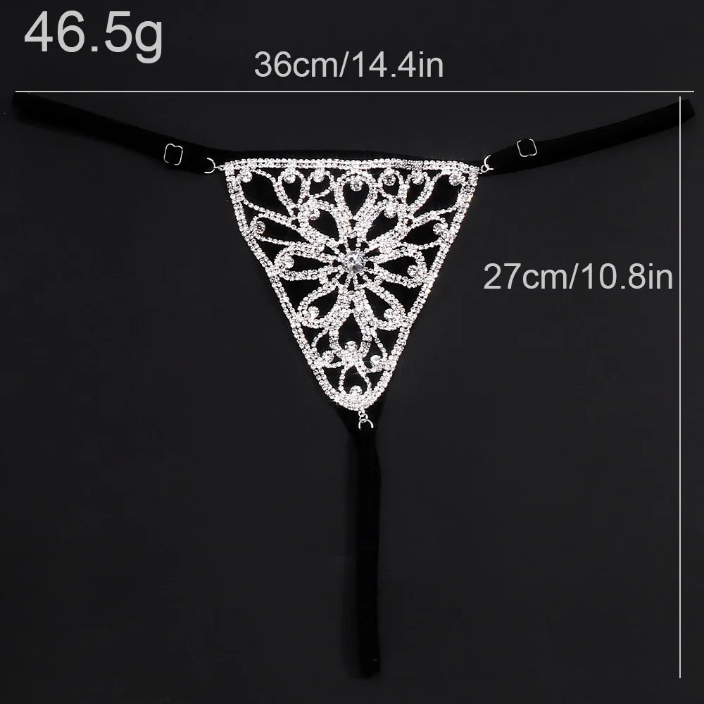 Stonefans Flower Thongs G String Women Sexy Y2k Bikini Lingerie Jewelry Rave Accessories Rhinestone Panty Charm Underwear Girls