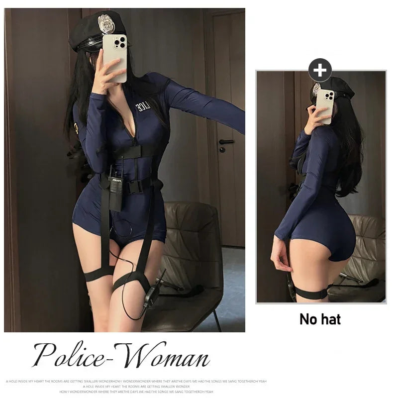 Sexy Policewoman Cop Uniform Cosplay Halloween Cop Jumpsuit Police Officer Costume Woman Role Playing Clothing Carnival Party