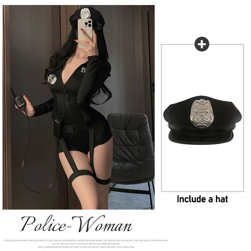 Sexy Policewoman Cop Uniform Cosplay Halloween Cop Jumpsuit Police Officer Costume Woman Role Playing Clothing Carnival Party