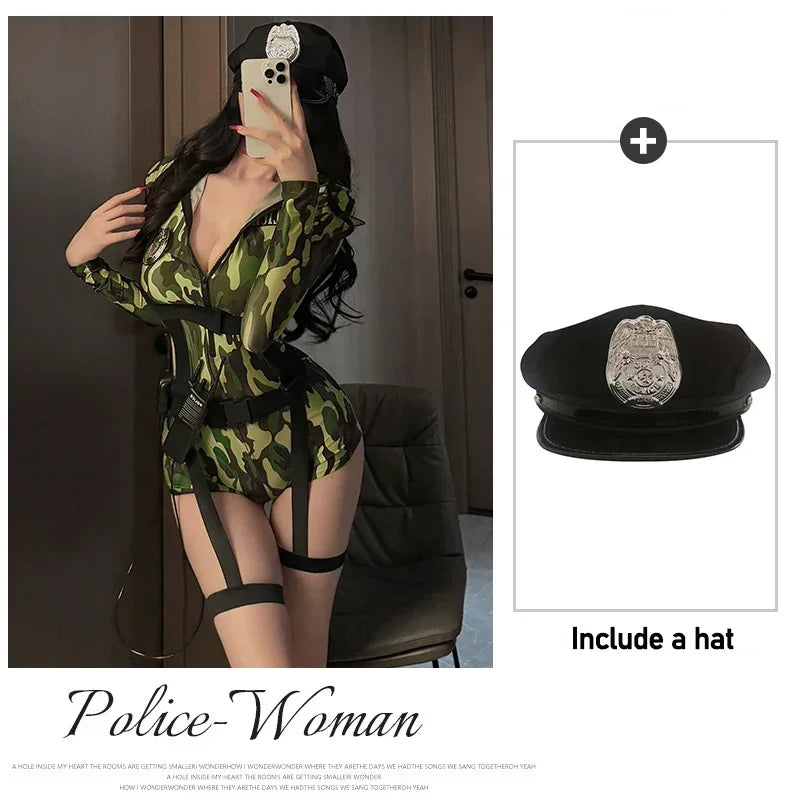 Sexy Policewoman Cop Uniform Cosplay Halloween Cop Jumpsuit Police Officer Costume Woman Role Playing Clothing Carnival Party