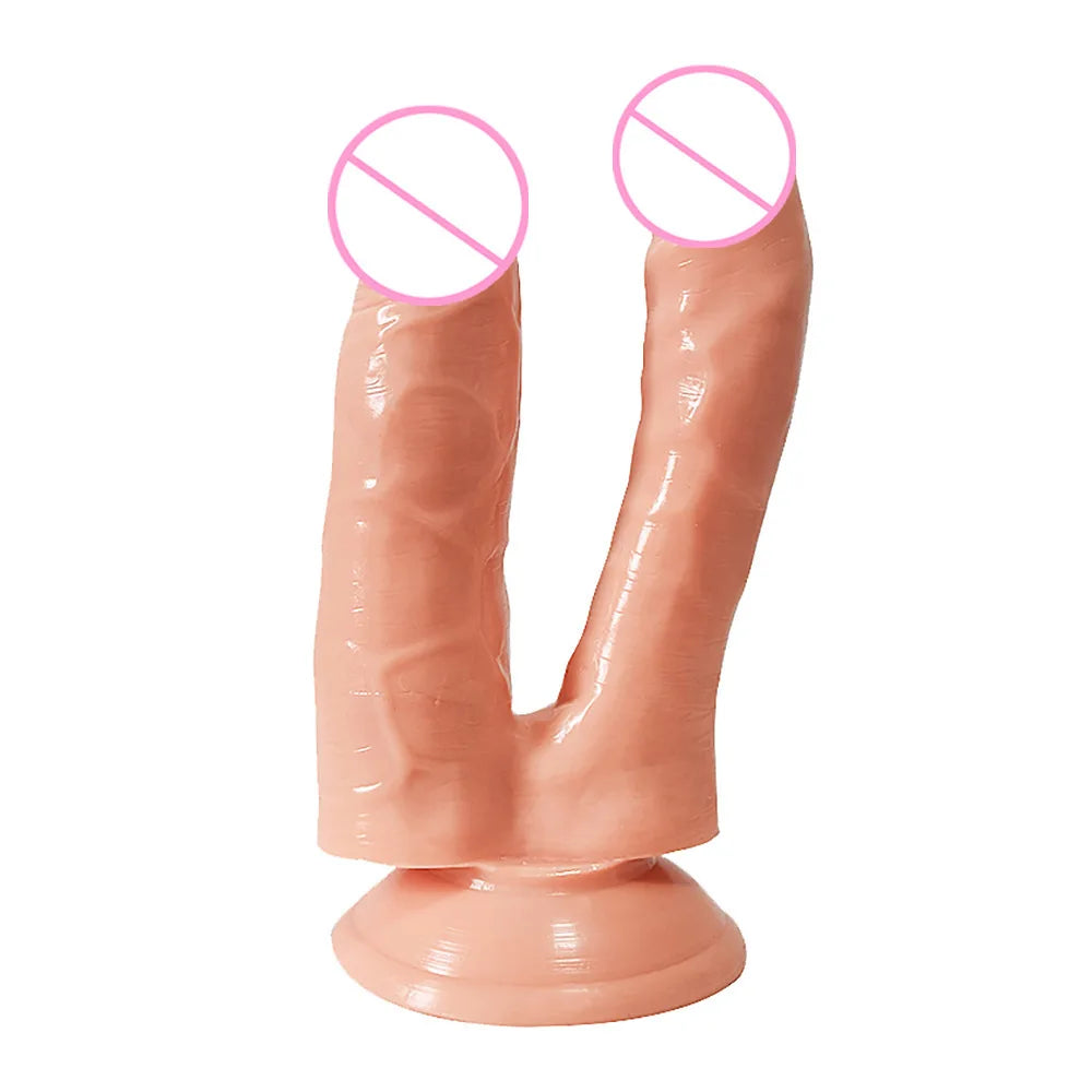 Transparent Double-Headed Phallus Simulation Double-Headed Dragon Penis Pull Lesbian Adult Products Masturbator 2