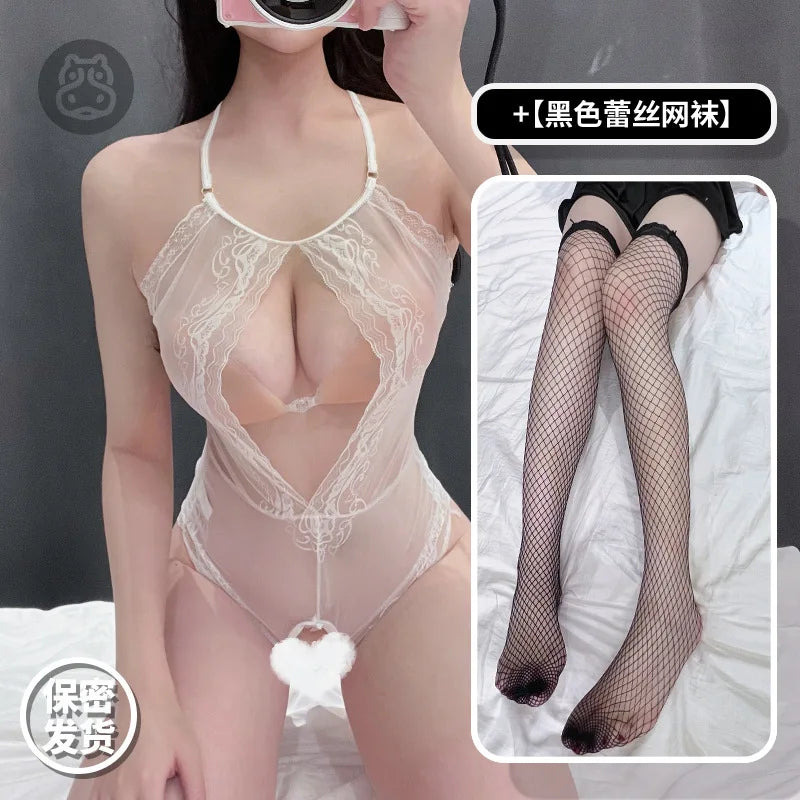 Sexy Seductive Cute Lingerie Uniforms Mature Charm Eleganrt Gentle Bold For Women With Large Steel Supports Bodysuits TNK8